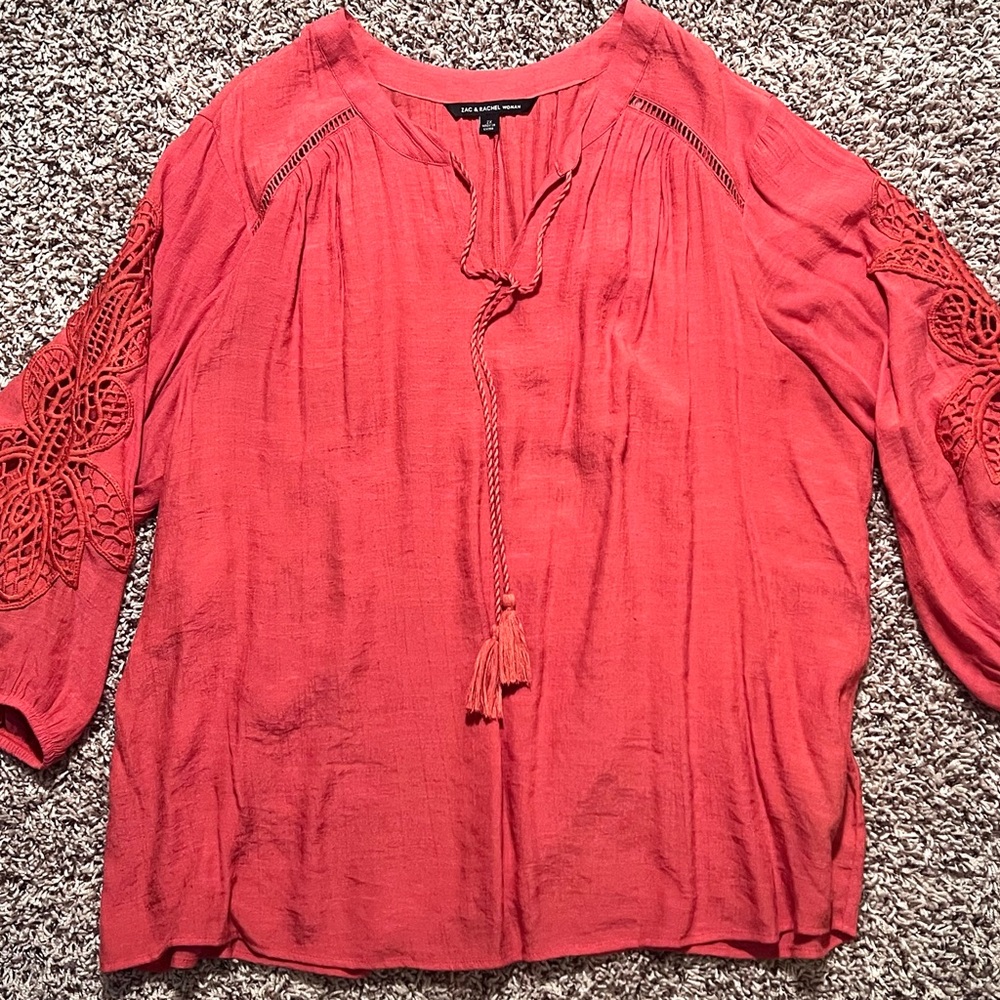 Orange Zac & Rachel top with detail on sleeves - women’s size 2XL